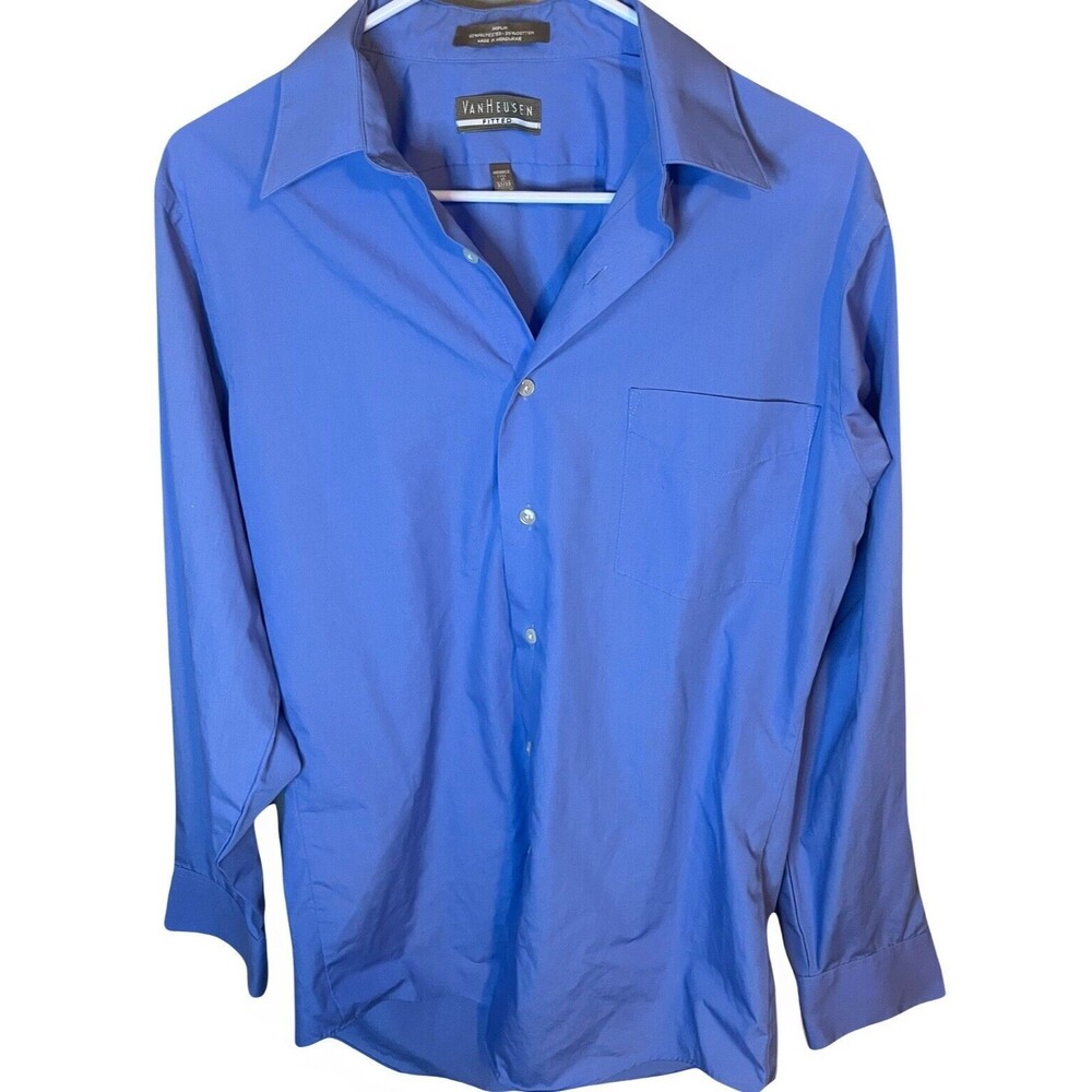 Van Heusen Fitted Men’s M Light Blue Long Sleeve Button Down Dress Shirt Used